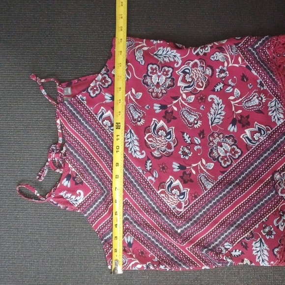 SMALL flower print adjustable straps, ribbon tie, sleveless tank halter top SOHO - Picture 9 of 16